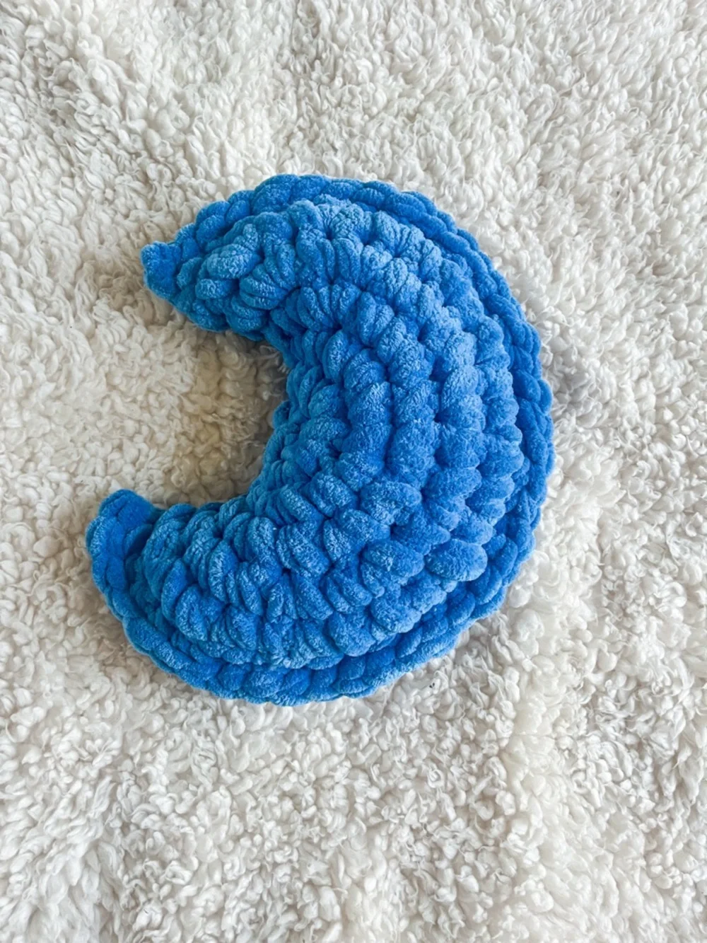 Plush Crescent Moon Pillow - Bright Blue Boho Anthropologie Style Decor